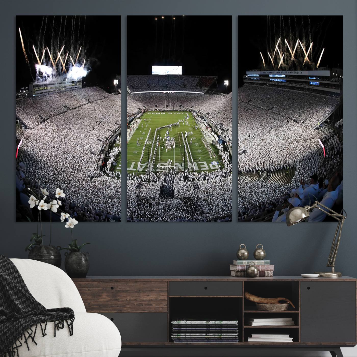 84537-MGV-CV-36X24-Penn State Nittany Lions Canvas Wall Art, Football Team Print - University Park Beaver Stadium Wall Art Canvas Print