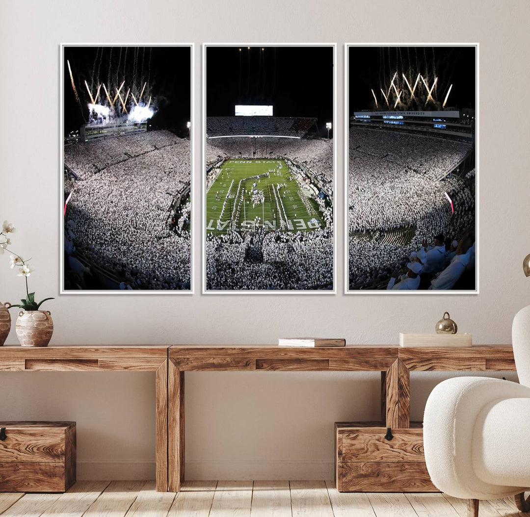 84537-MGV-CV-36X24-Penn State Nittany Lions Canvas Wall Art, Football Team Print - University Park Beaver Stadium Wall Art Canvas Print