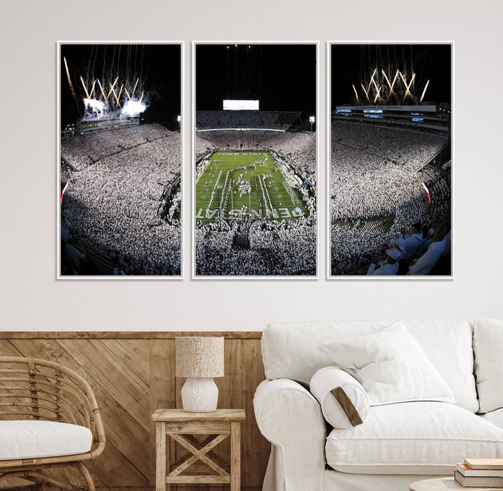 84537-MGV-CV-36X24-Penn State Nittany Lions Canvas Wall Art, Football Team Print - University Park Beaver Stadium Wall Art Canvas Print