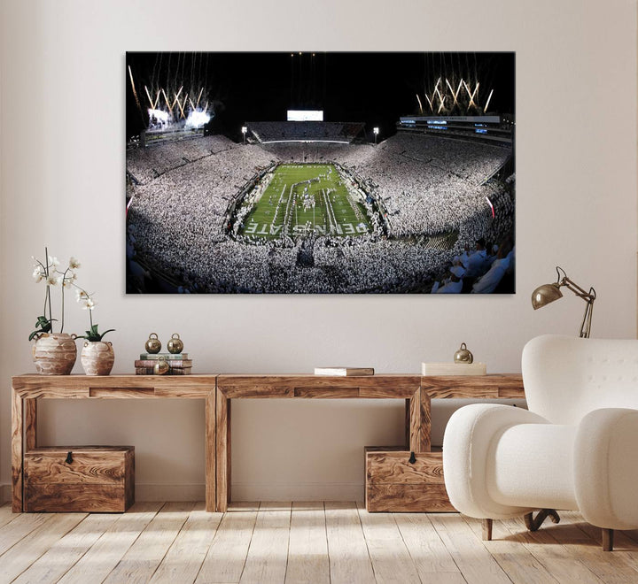 Penn State Nittany Lions Canvas Wall Art, Football Team Print - University Park Beaver Stadium Wall Art Canvas Print