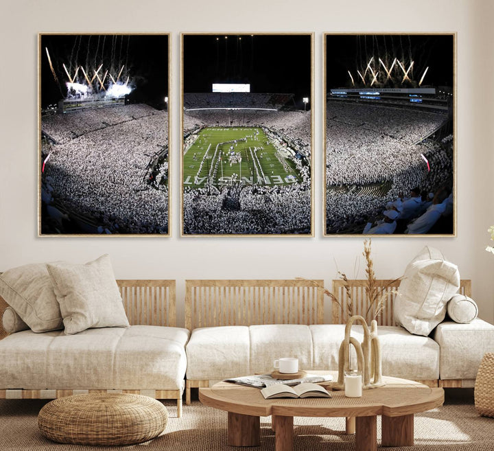 84537-MGV-CV-36X24-Penn State Nittany Lions Canvas Wall Art, Football Team Print - University Park Beaver Stadium Wall Art Canvas Print