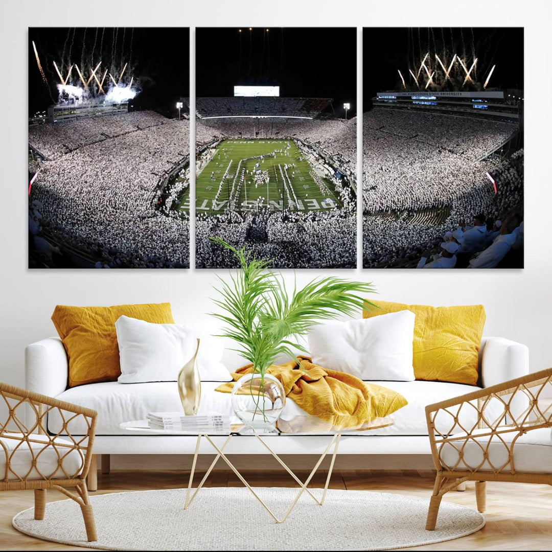 Penn State Nittany Lions Canvas Wall Art, Football Team Print - University Park Beaver Stadium Wall Art Canvas Print