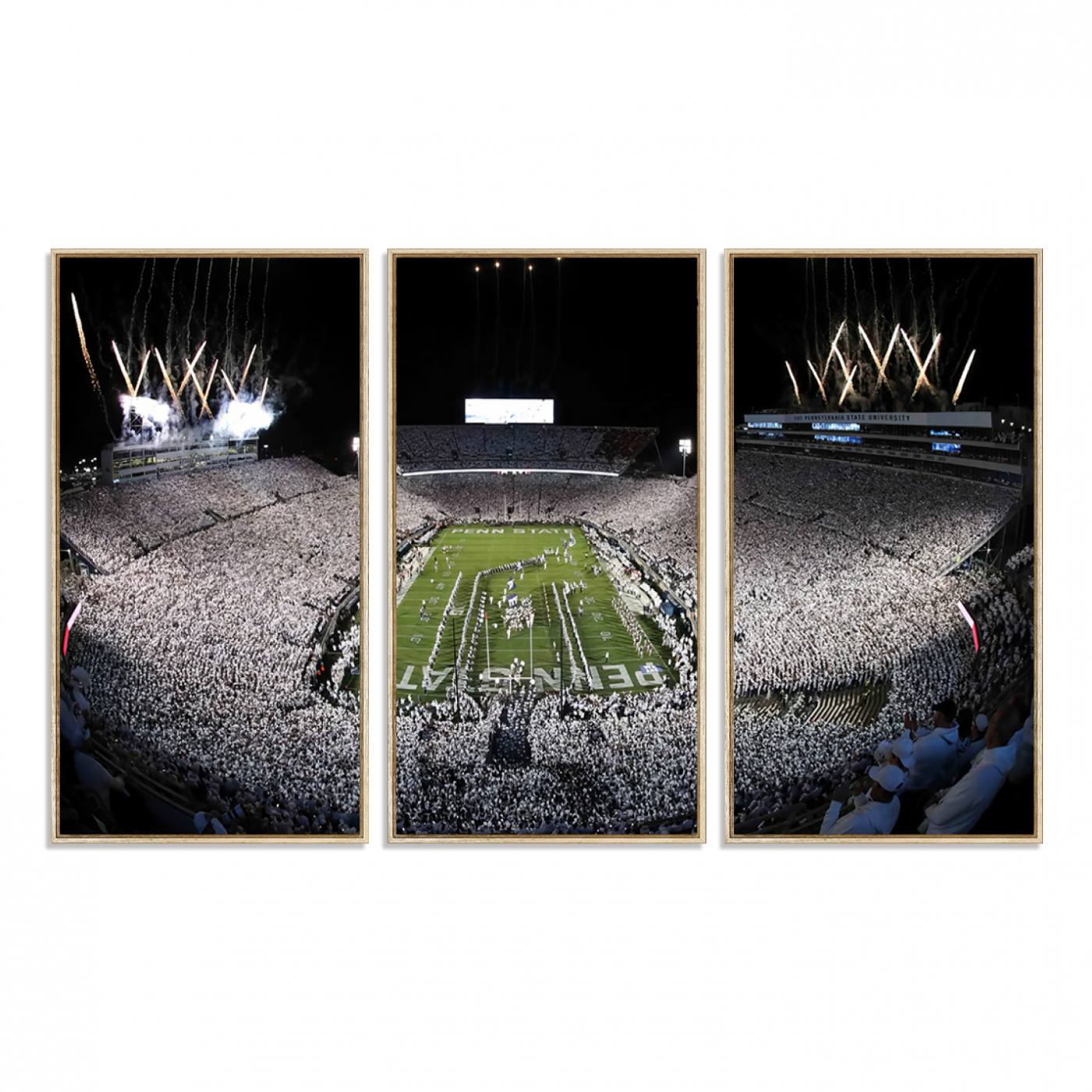 84537-MGV-FC-48X32-3P_Natural-Penn State Nittany Lions Canvas Wall Art, Football Team Print - University Park Beaver Stadium Wall Art Canvas Print