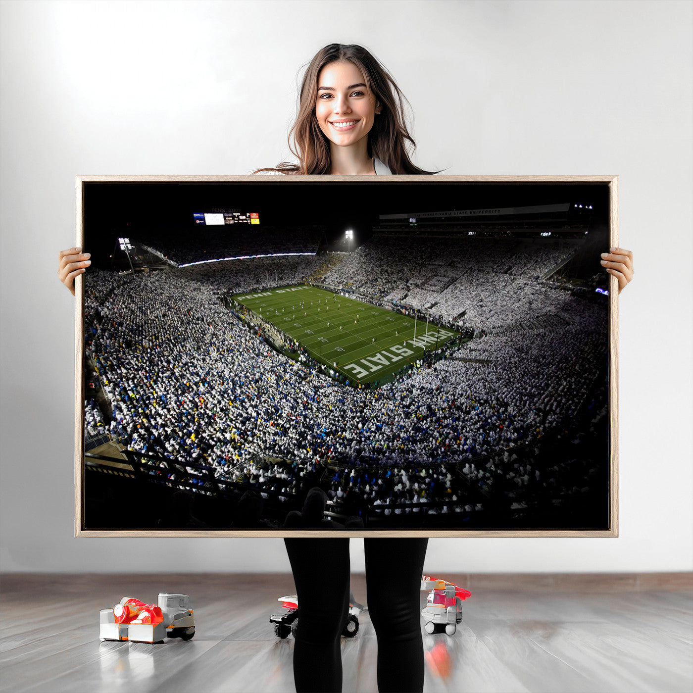 96825-MGV-CV-36X24-Penn State Nittany Lions Football Team Print - University Park Beaver Stadium Wall Art Canvas Print