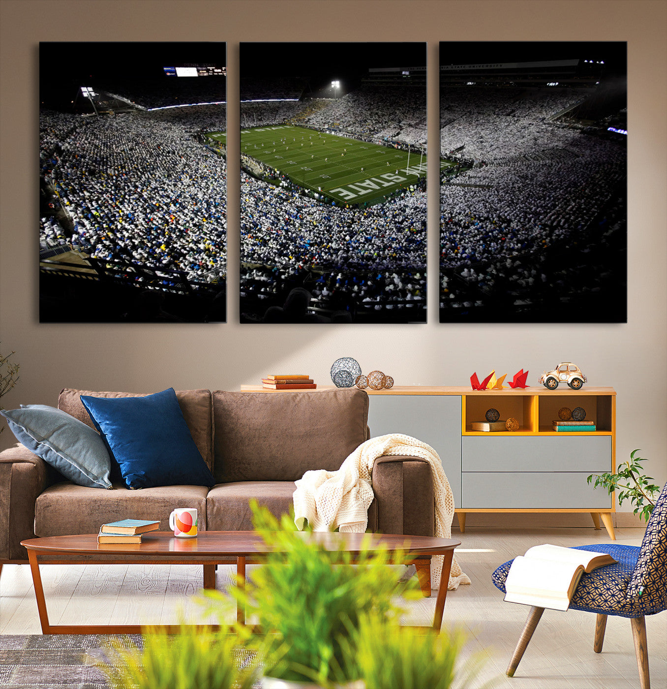 96825-MGV-CV-36X24-Penn State Nittany Lions Football Team Print - University Park Beaver Stadium Wall Art Canvas Print