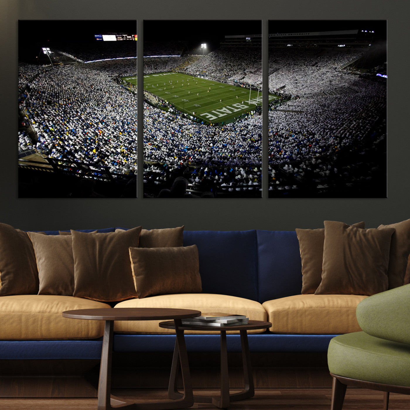 96825-MGV-CV-36X24-Penn State Nittany Lions Football Team Print - University Park Beaver Stadium Wall Art Canvas Print