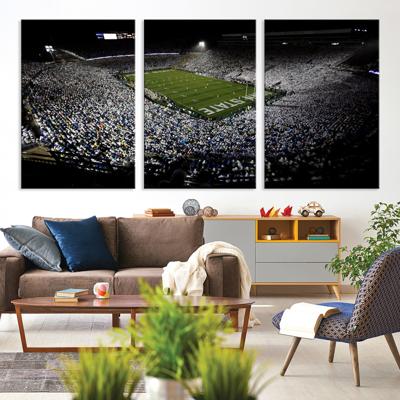 96825-MGV-CV-36X24-Penn State Nittany Lions Football Team Print - University Park Beaver Stadium Wall Art Canvas Print