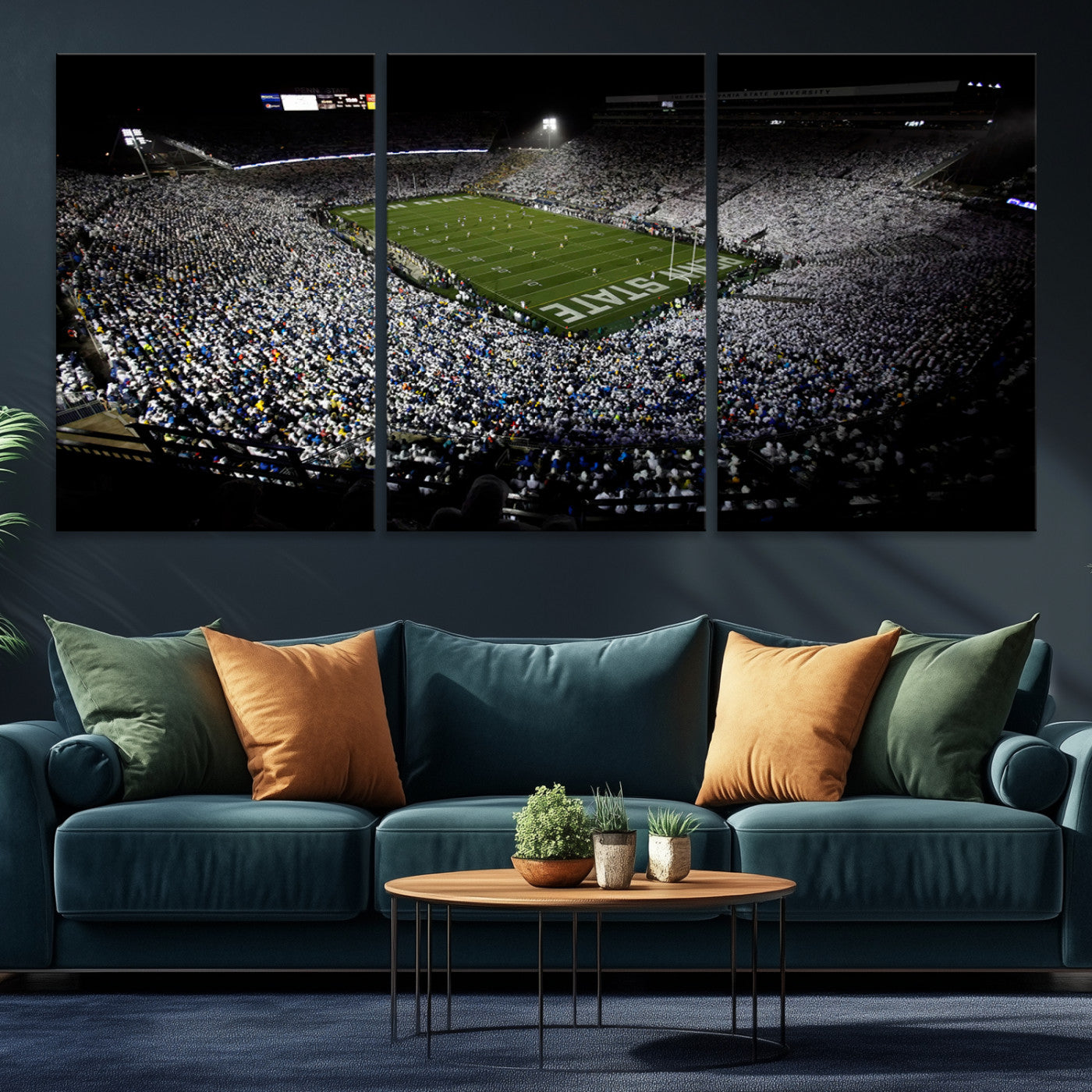 96825-MGV-CV-36X24-Penn State Nittany Lions Football Team Print - University Park Beaver Stadium Wall Art Canvas Print