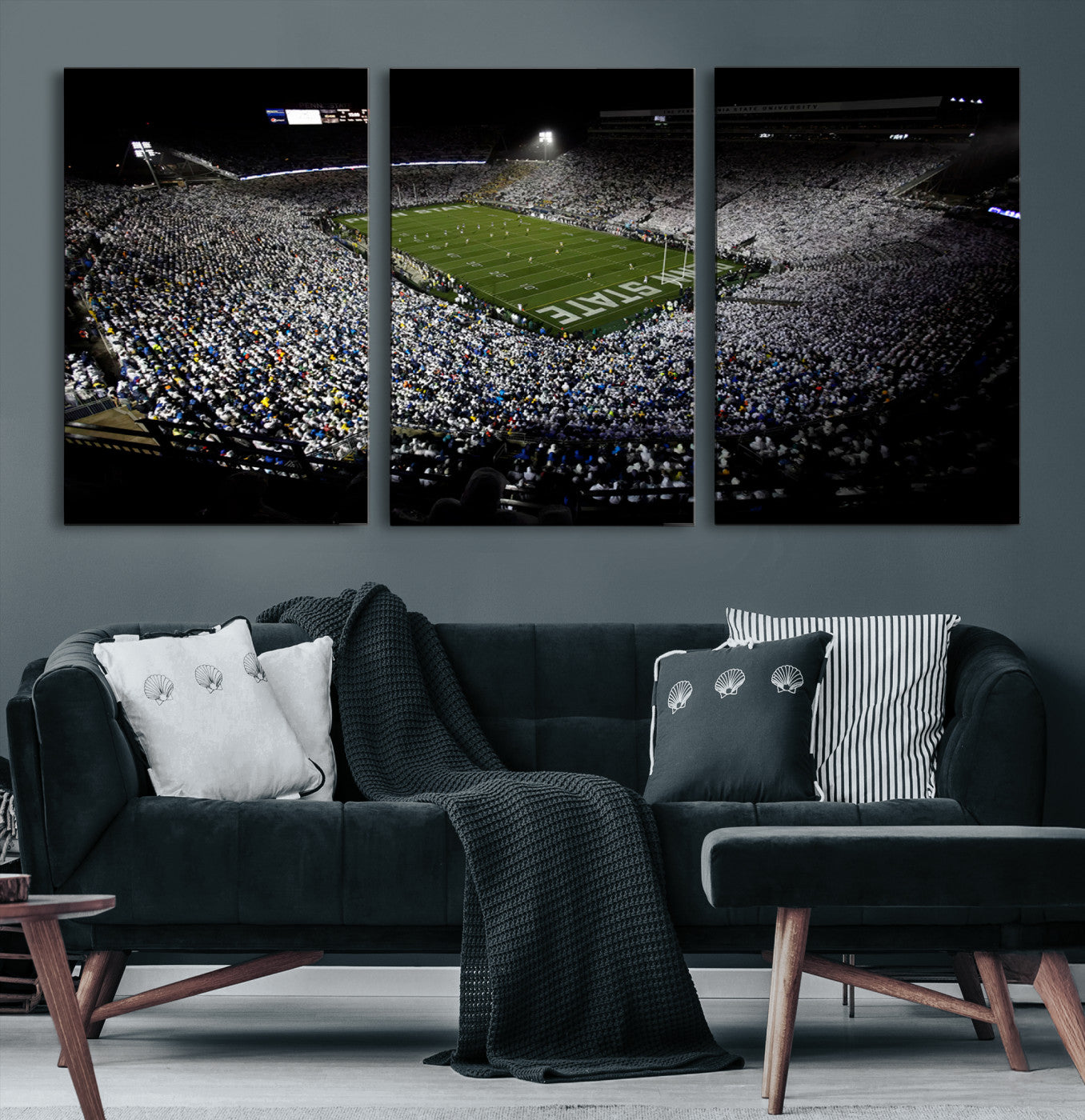96825-MGV-CV-36X24-Penn State Nittany Lions Football Team Print - University Park Beaver Stadium Wall Art Canvas Print