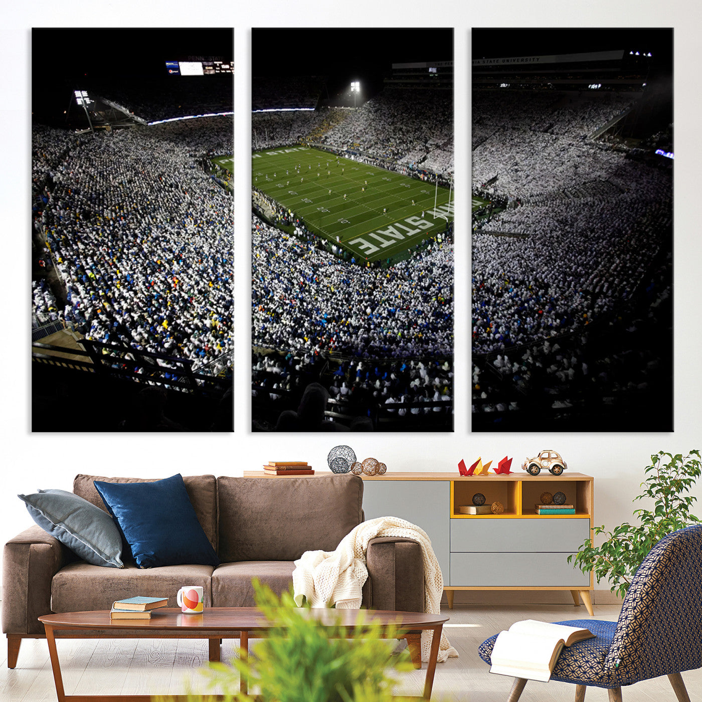 96825-MGV-CV-36X24-Penn State Nittany Lions Football Team Print - University Park Beaver Stadium Wall Art Canvas Print