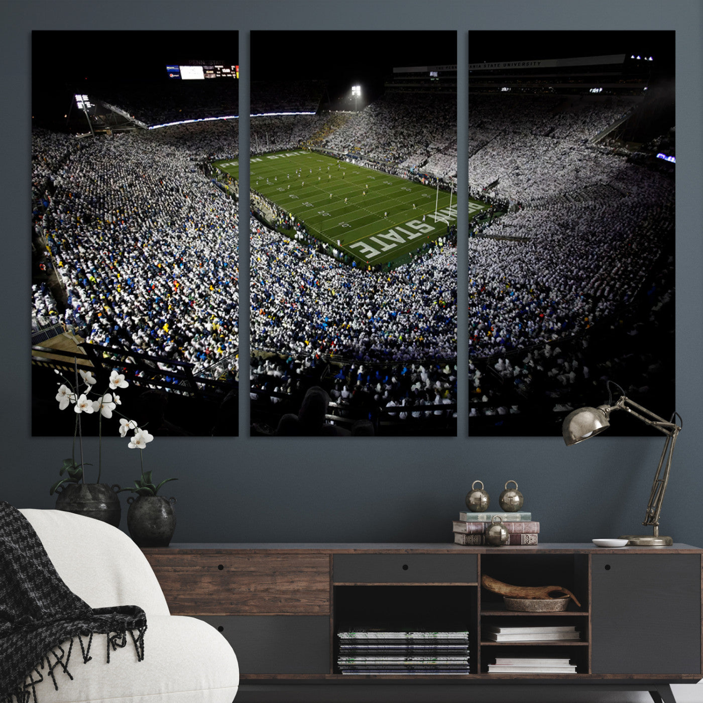 96825-MGV-CV-36X24-Penn State Nittany Lions Football Team Print - University Park Beaver Stadium Wall Art Canvas Print