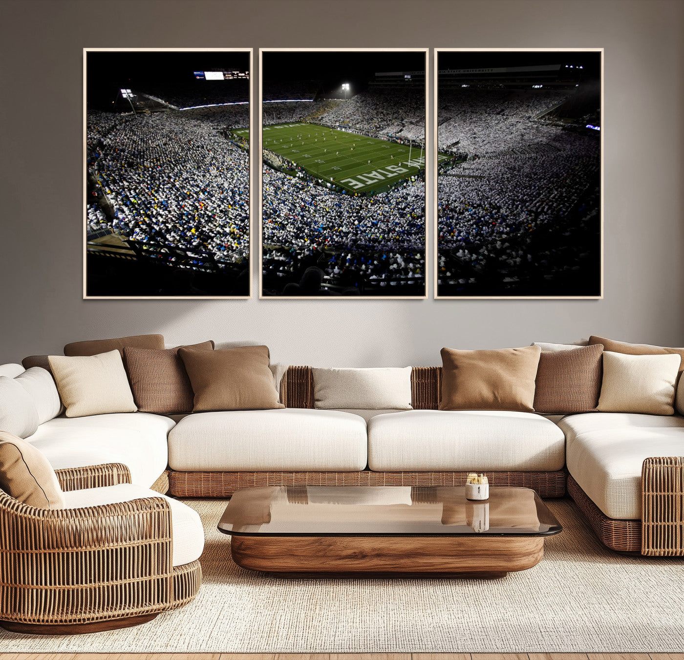 96825-MGV-CV-36X24-Penn State Nittany Lions Football Team Print - University Park Beaver Stadium Wall Art Canvas Print
