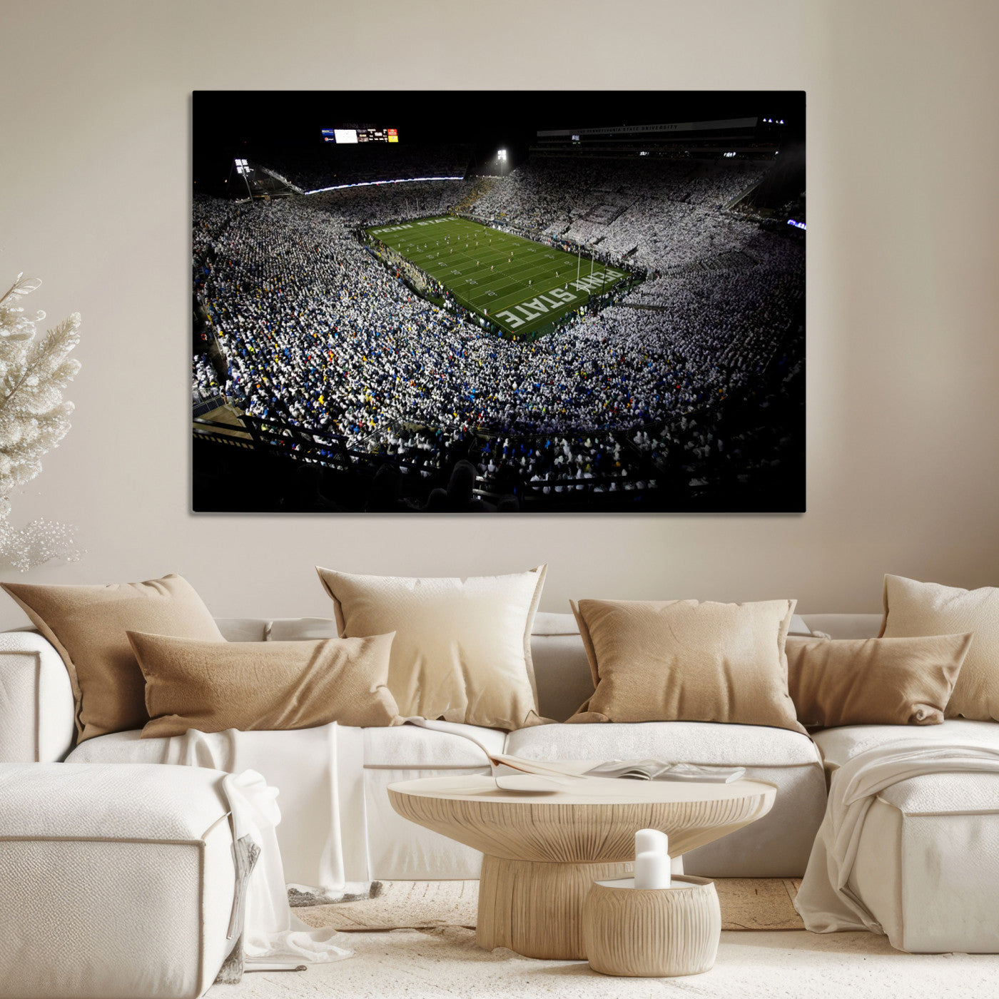 96825-MGV-CV-36X24-Penn State Nittany Lions Football Team Print - University Park Beaver Stadium Wall Art Canvas Print