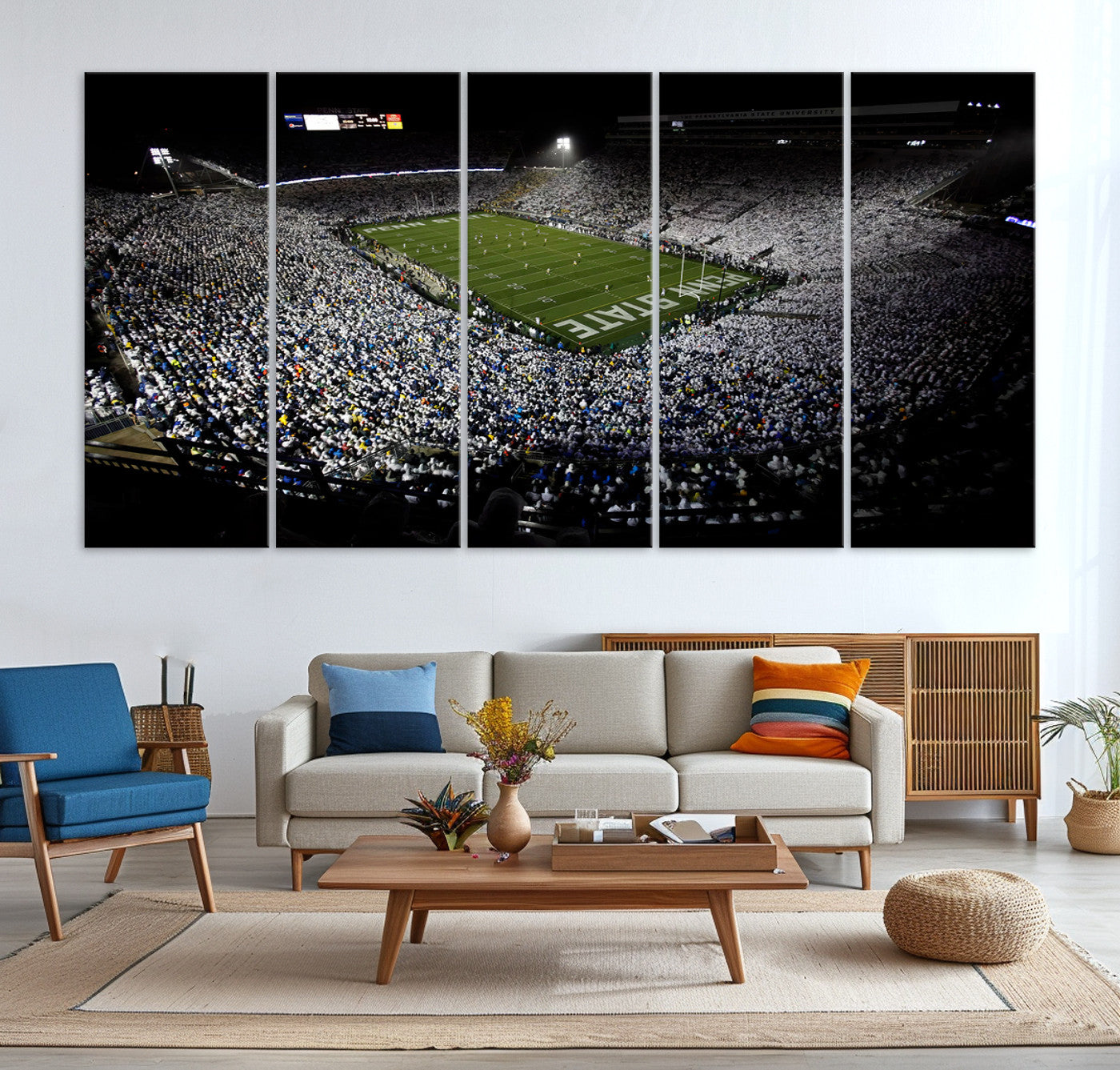 96825-MGV-CV-36X24-Penn State Nittany Lions Football Team Print - University Park Beaver Stadium Wall Art Canvas Print