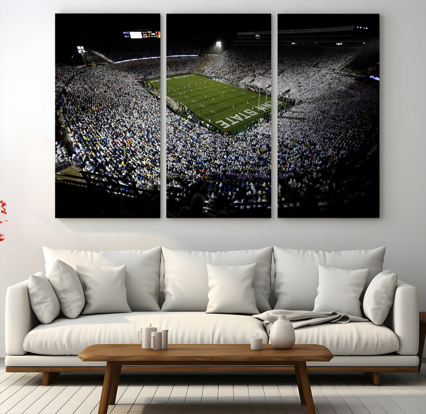 96825-MGV-CV-48X32-3P-Penn State Nittany Lions Football Team Print - University Park Beaver Stadium Wall Art Canvas Print