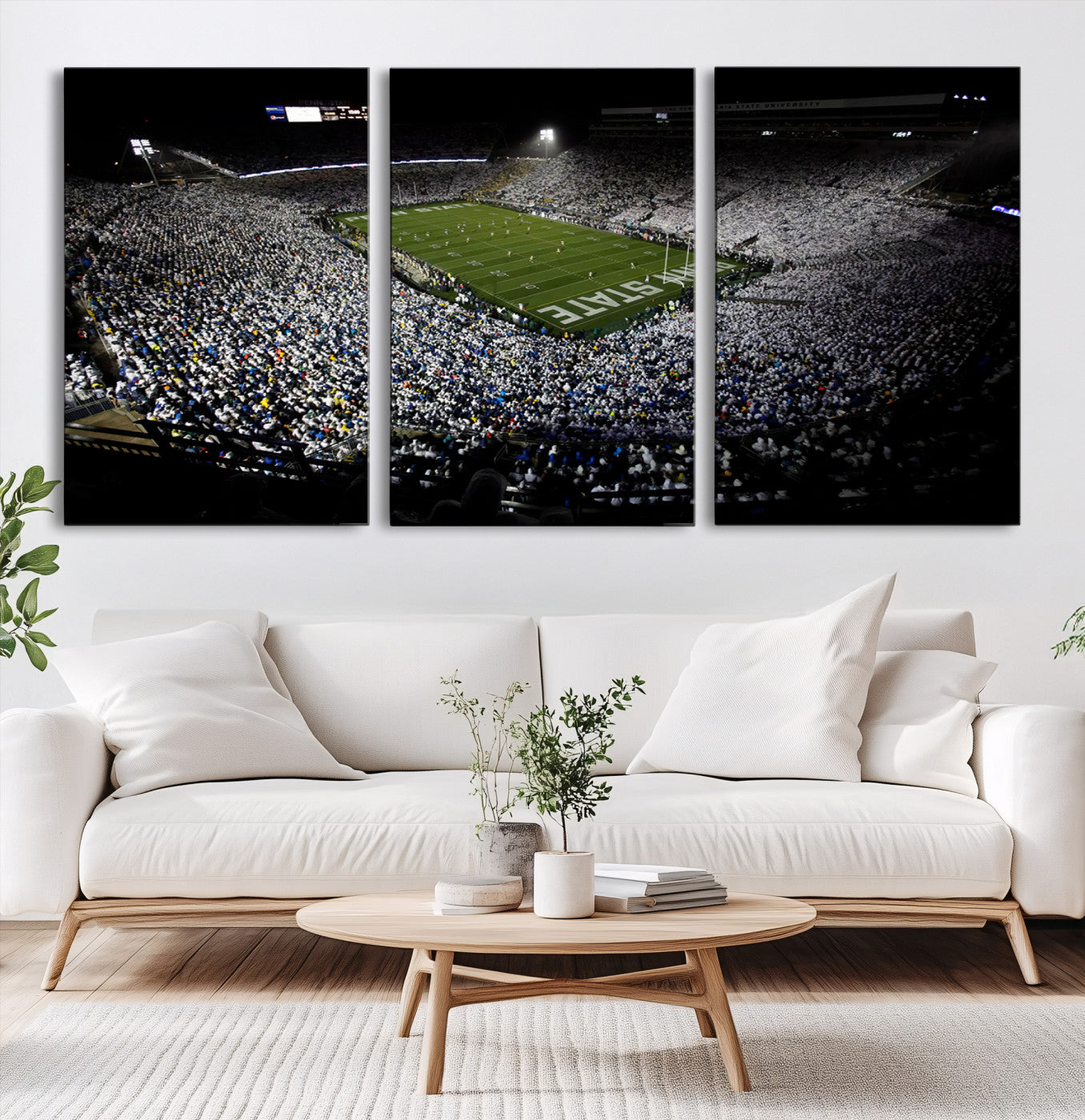 96825-MGV-CV-60X30-3P-Penn State Nittany Lions Football Team Print - University Park Beaver Stadium Wall Art Canvas Print