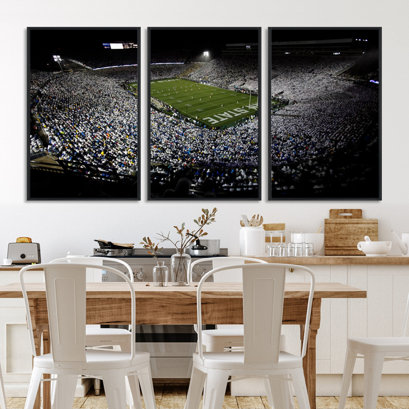 96825-MGV-FC-60X30-3P_Black-Penn State Nittany Lions Football Team Print - University Park Beaver Stadium Wall Art Canvas Print