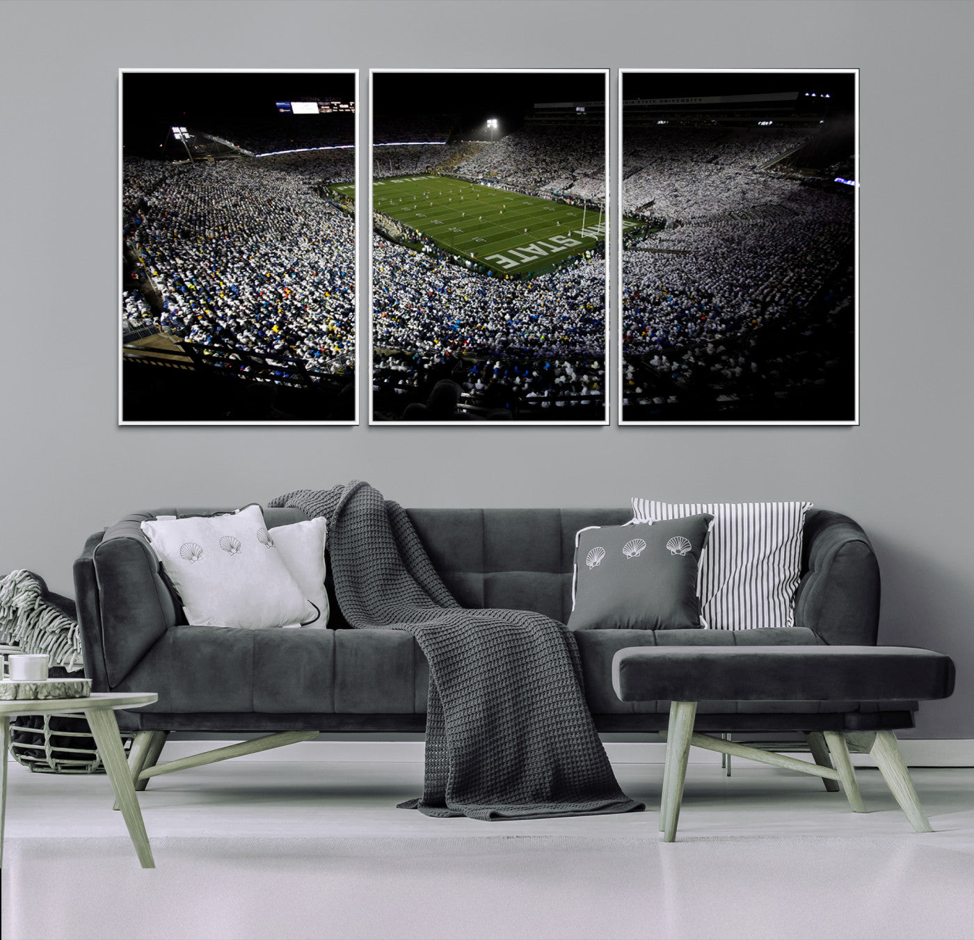 96825-MGV-FC-60X30-3P_White-Penn State Nittany Lions Football Team Print - University Park Beaver Stadium Wall Art Canvas Print