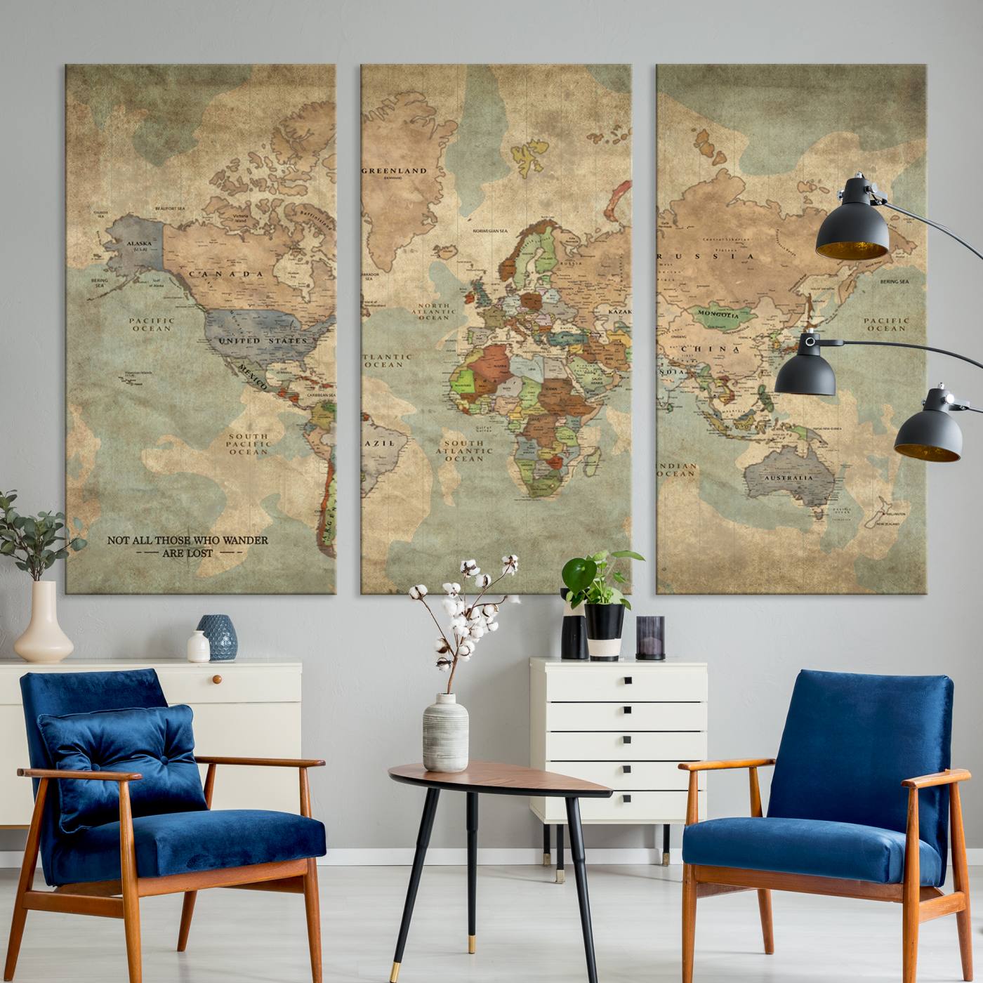 Personalized World Map Canvas Print - Personalized World Map Wall Art, Customize Wall Art Map Print