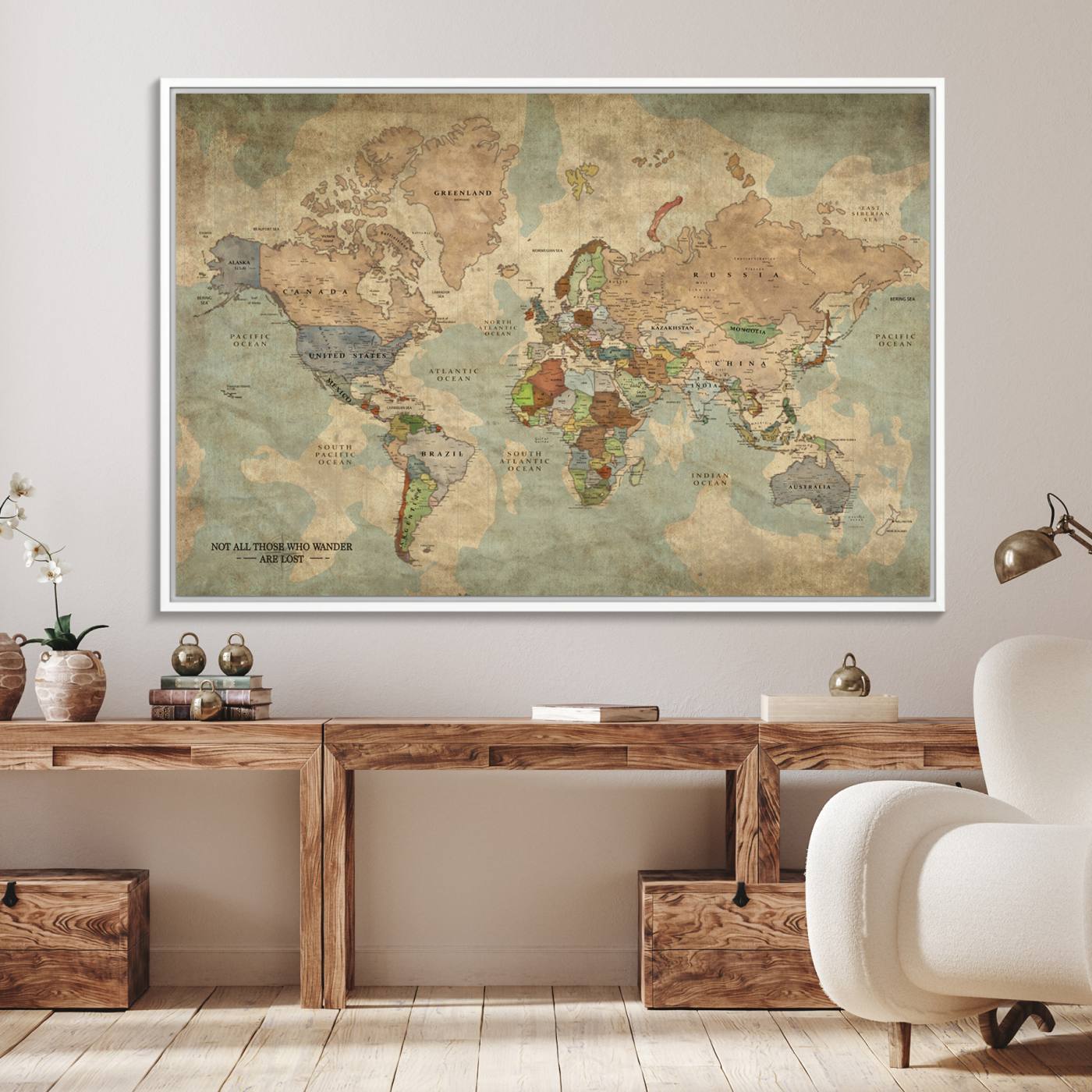 28233-MGV-FC-36X24_White-Personalized World Map Canvas Print - Personalized World Map Wall Art, Customize Wall Art Map Print