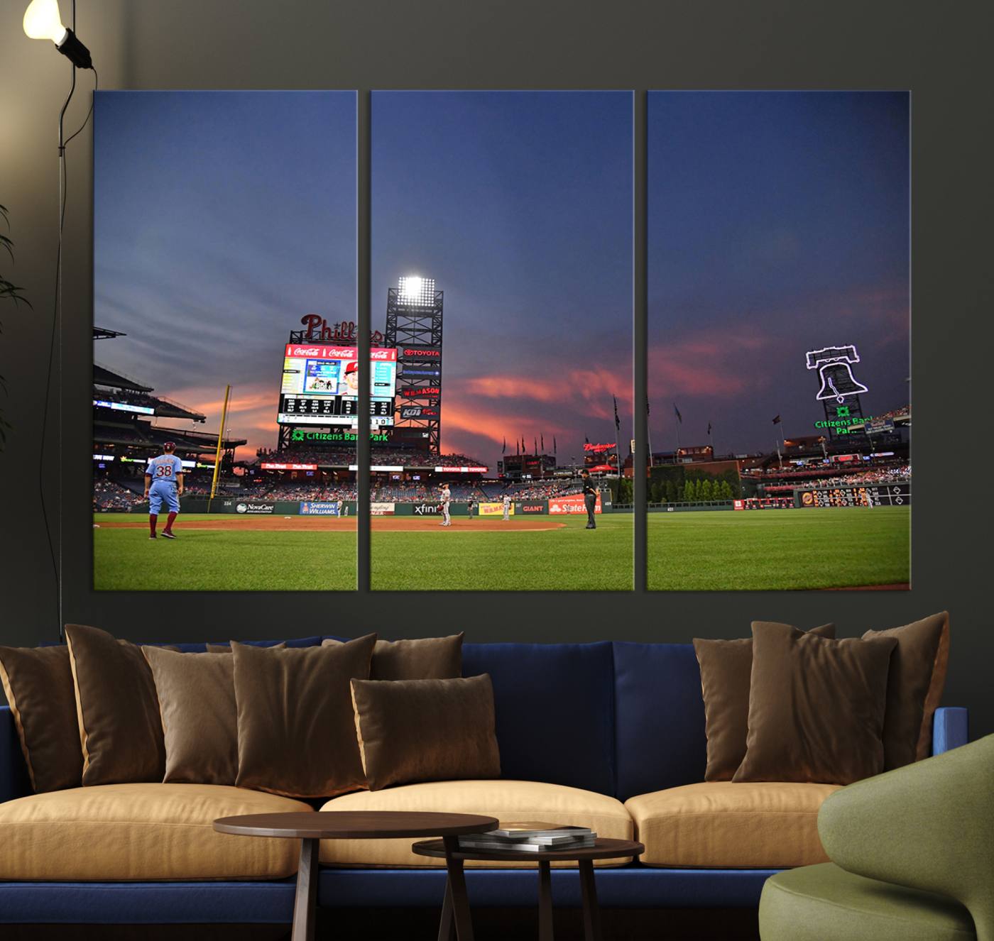 22594-MGV-CV-36X24-Philadelphia Phillies Baseball Print - Philadelphia Citizens Bank Park Stadium Wall Art, Phillies Baseball Team Print Canvas Wall Art