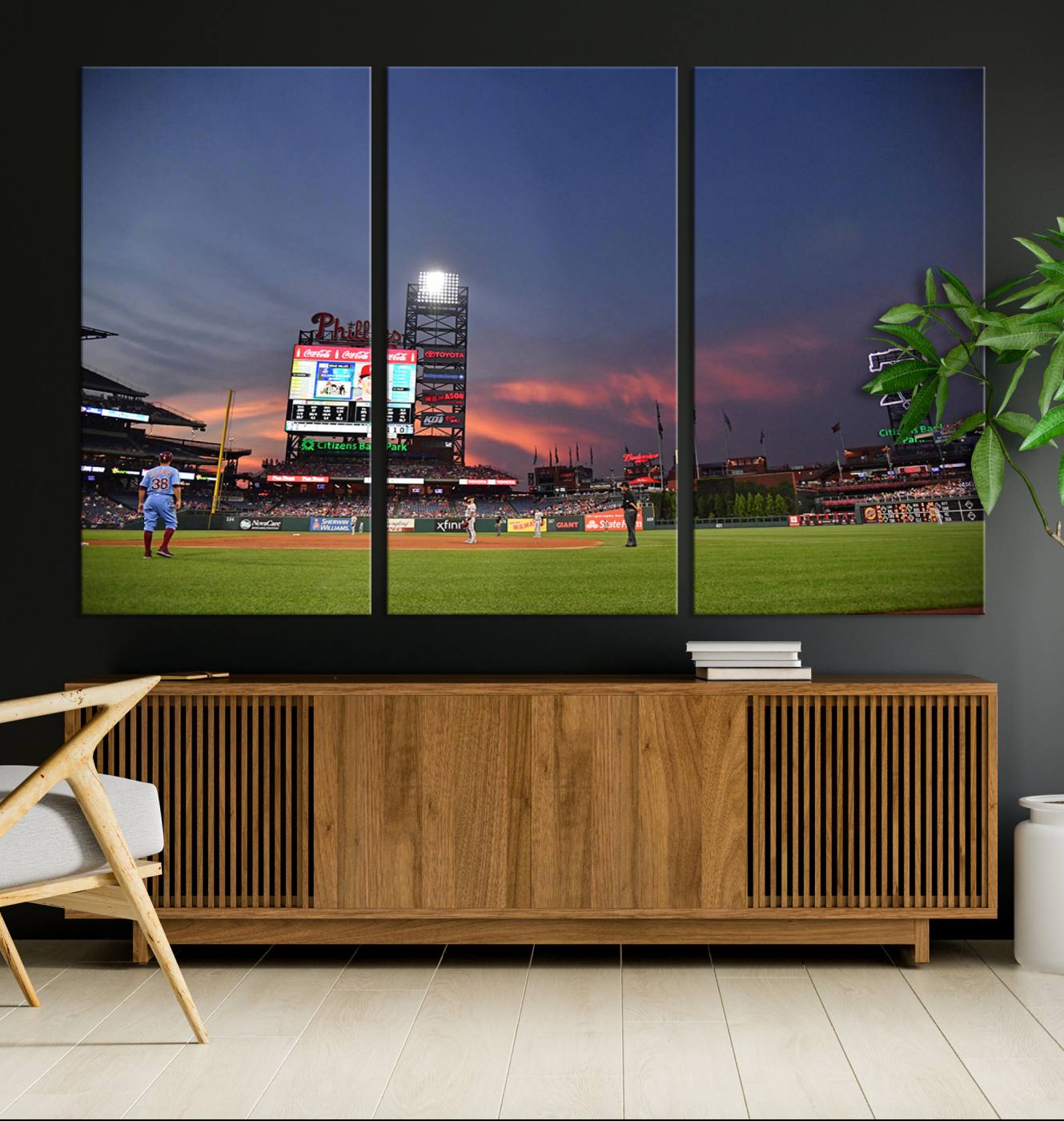 22594-MGV-CV-36X24-Philadelphia Phillies Baseball Print - Philadelphia Citizens Bank Park Stadium Wall Art, Phillies Baseball Team Print Canvas Wall Art