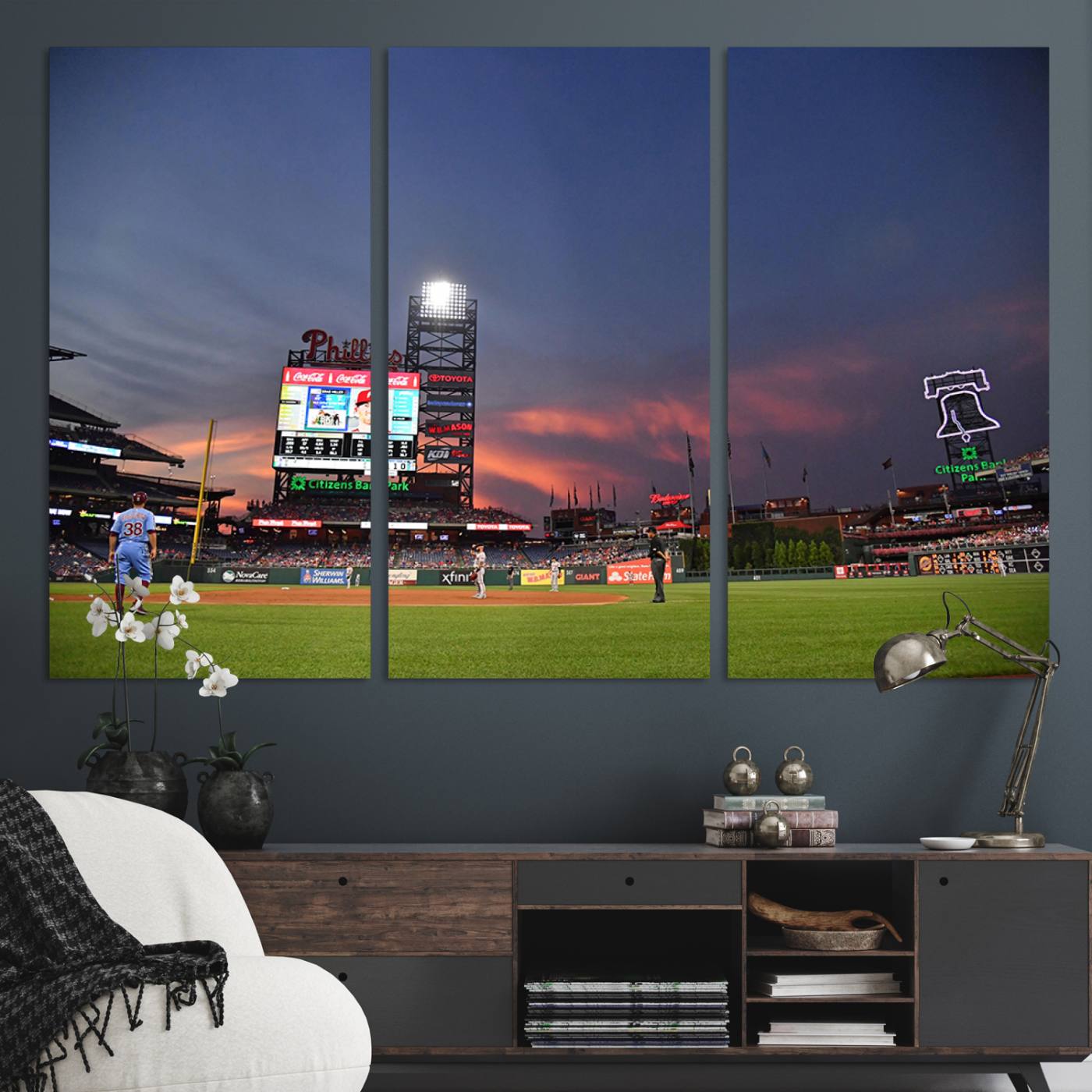 22594-MGV-CV-36X24-Philadelphia Phillies Baseball Print - Philadelphia Citizens Bank Park Stadium Wall Art, Phillies Baseball Team Print Canvas Wall Art