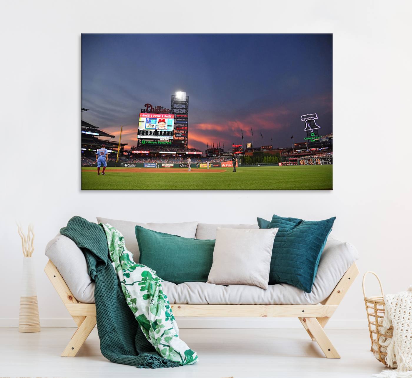 22594-MGV-CV-36X24-Philadelphia Phillies Baseball Print - Philadelphia Citizens Bank Park Stadium Wall Art, Phillies Baseball Team Print Canvas Wall Art