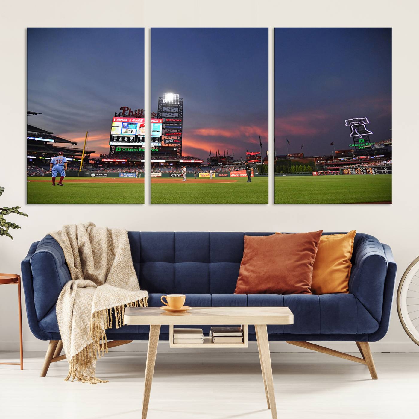 22594-MGV-CV-36X24-Philadelphia Phillies Baseball Print - Philadelphia Citizens Bank Park Stadium Wall Art, Phillies Baseball Team Print Canvas Wall Art