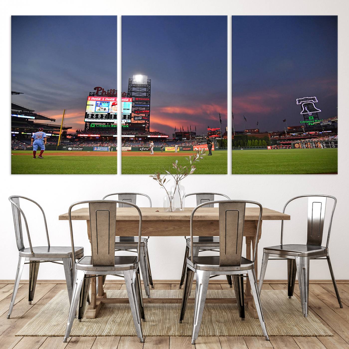 22594-MGV-CV-36X24-Philadelphia Phillies Baseball Print - Philadelphia Citizens Bank Park Stadium Wall Art, Phillies Baseball Team Print Canvas Wall Art