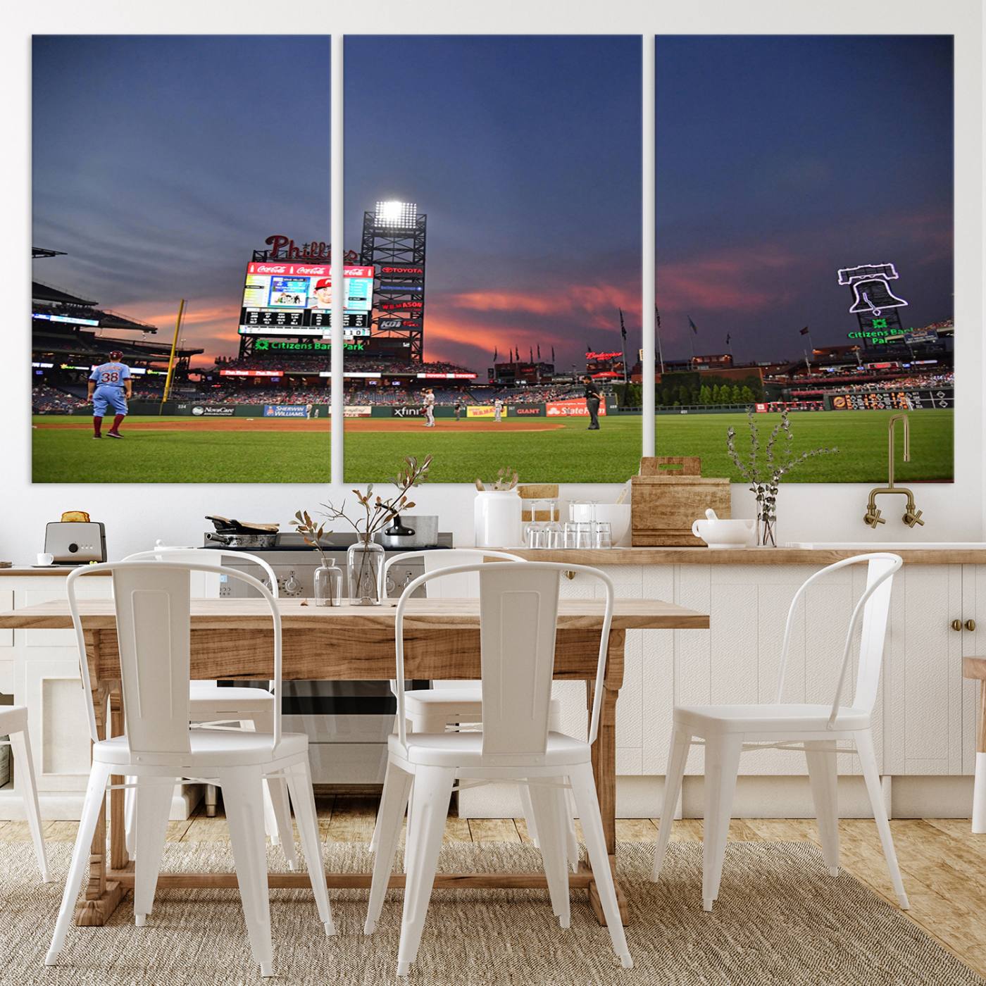 22594-MGV-CV-36X24-Philadelphia Phillies Baseball Print - Philadelphia Citizens Bank Park Stadium Wall Art, Phillies Baseball Team Print Canvas Wall Art