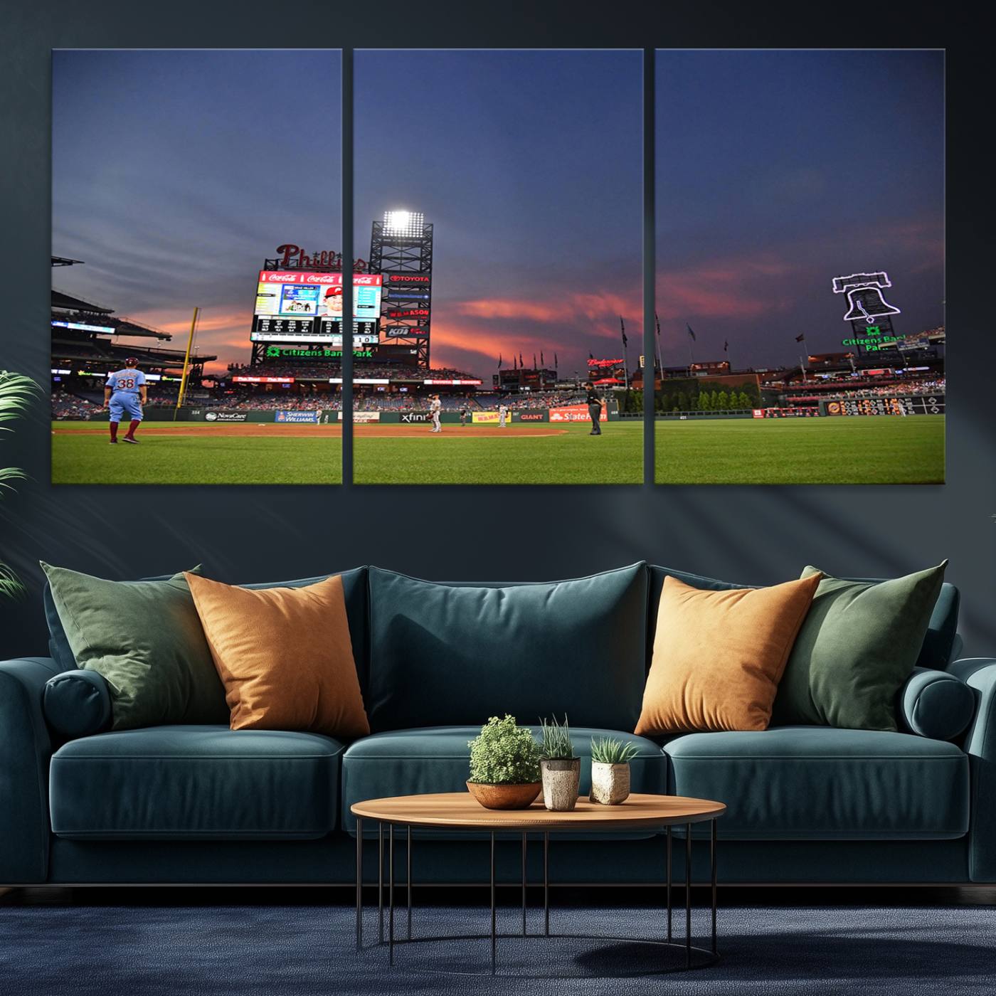 22594-MGV-CV-36X24-Philadelphia Phillies Baseball Print - Philadelphia Citizens Bank Park Stadium Wall Art, Phillies Baseball Team Print Canvas Wall Art