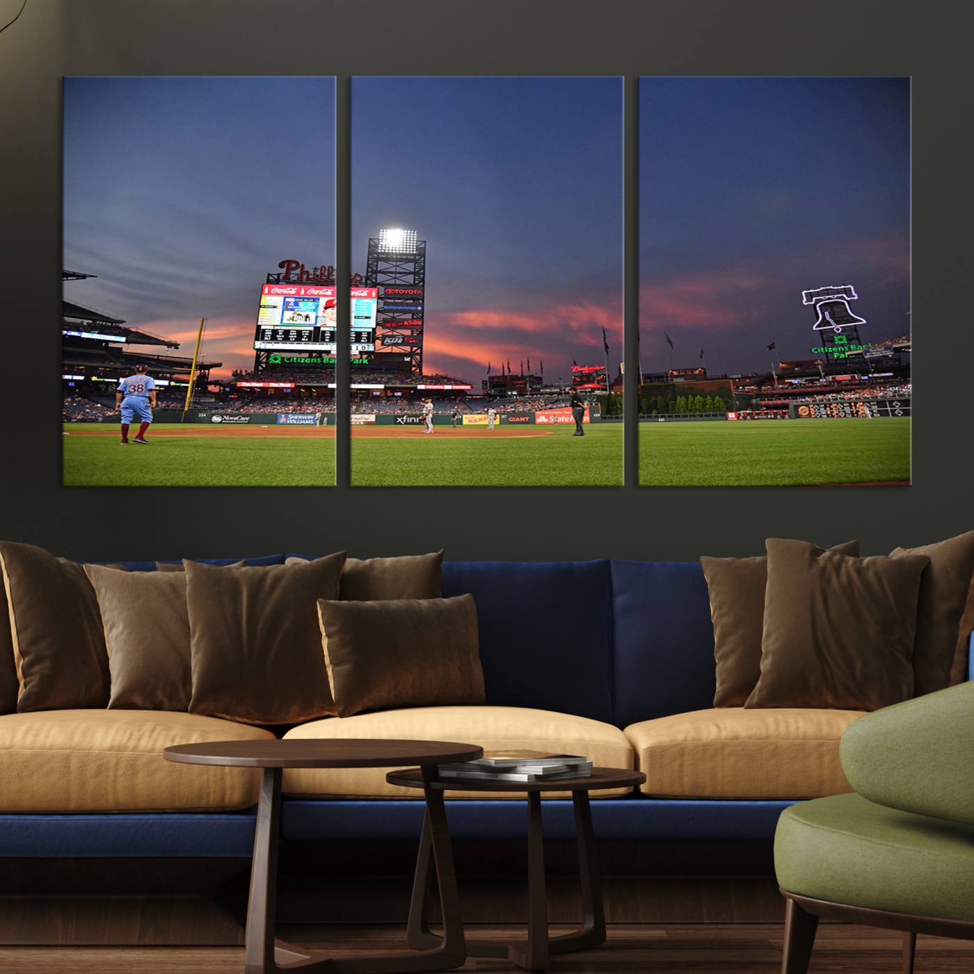 22594-MGV-CV-36X24-Philadelphia Phillies Baseball Print - Philadelphia Citizens Bank Park Stadium Wall Art, Phillies Baseball Team Print Canvas Wall Art