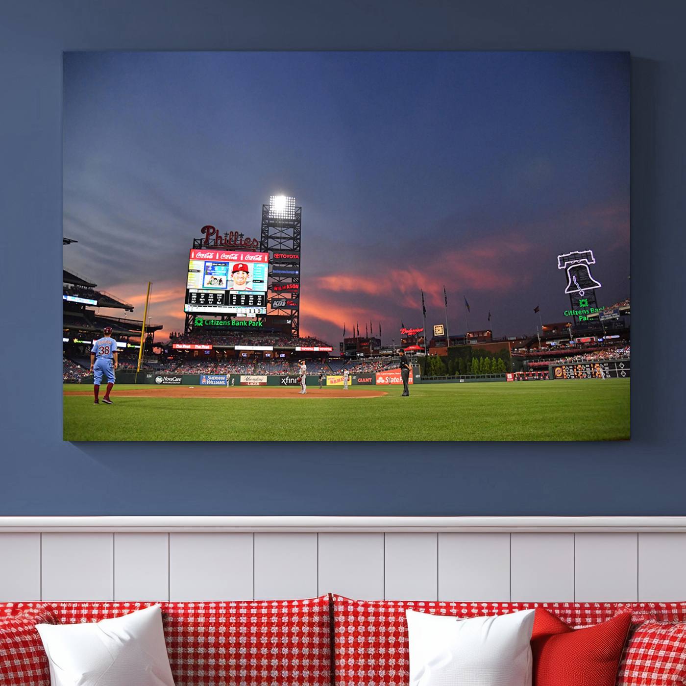 22594-MGV-CV-36X24-Philadelphia Phillies Baseball Print - Philadelphia Citizens Bank Park Stadium Wall Art, Phillies Baseball Team Print Canvas Wall Art