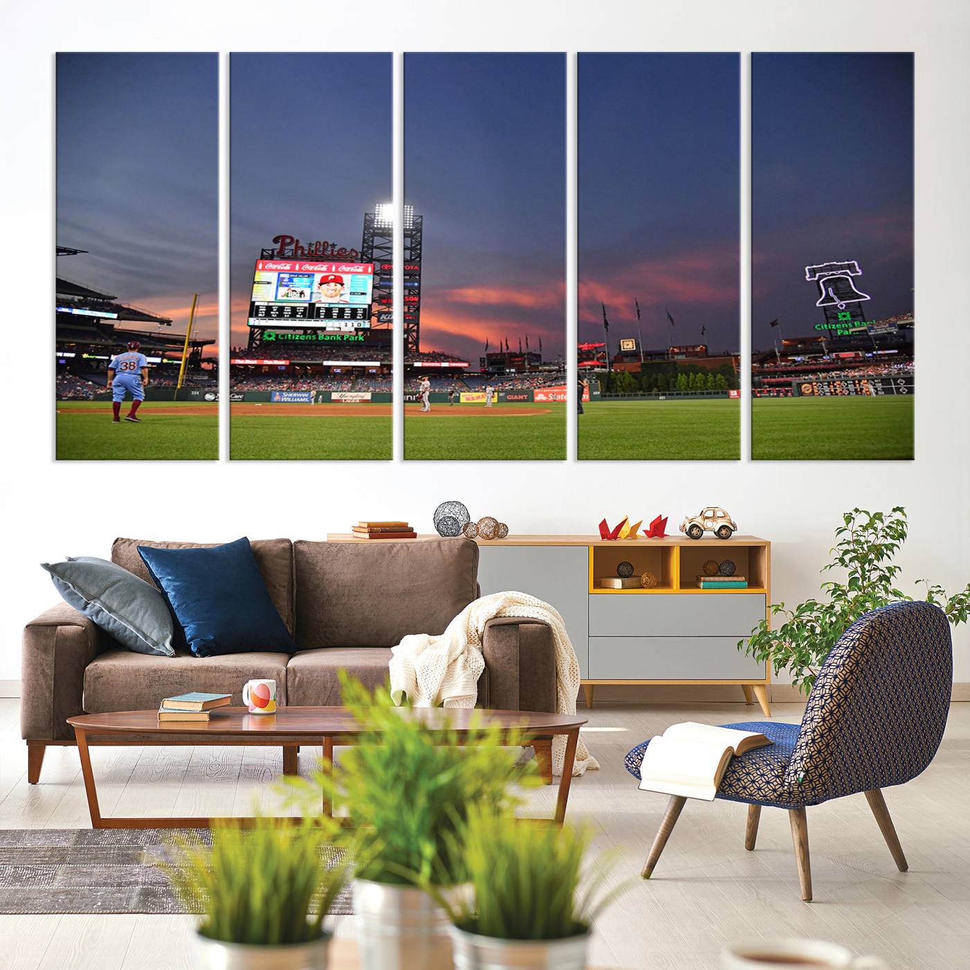 22594-MGV-CV-36X24-Philadelphia Phillies Baseball Print - Philadelphia Citizens Bank Park Stadium Wall Art, Phillies Baseball Team Print Canvas Wall Art