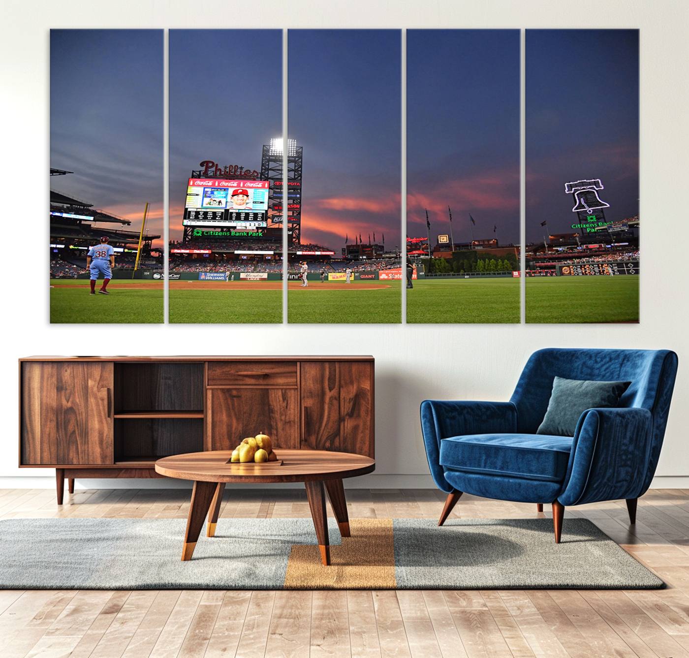 22594-MGV-CV-36X24-Philadelphia Phillies Baseball Print - Philadelphia Citizens Bank Park Stadium Wall Art, Phillies Baseball Team Print Canvas Wall Art