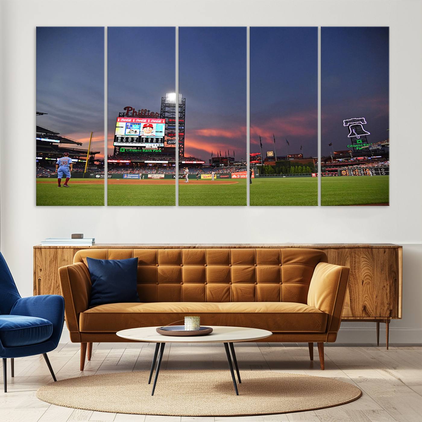 22594-MGV-CV-36X24-Philadelphia Phillies Baseball Print - Philadelphia Citizens Bank Park Stadium Wall Art, Phillies Baseball Team Print Canvas Wall Art