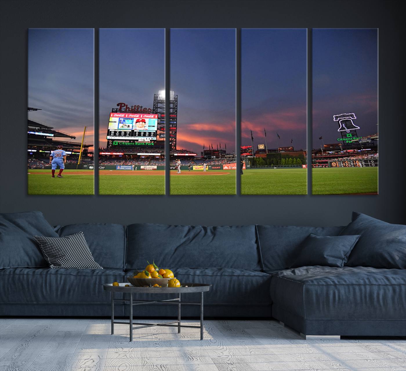22594-MGV-CV-36X24-Philadelphia Phillies Baseball Print - Philadelphia Citizens Bank Park Stadium Wall Art, Phillies Baseball Team Print Canvas Wall Art