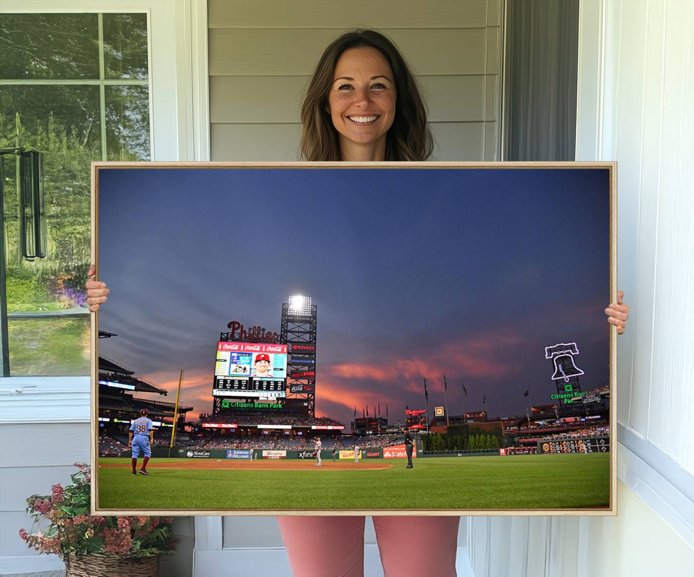 22594-MGV-CV-36X24-Philadelphia Phillies Baseball Print - Philadelphia Citizens Bank Park Stadium Wall Art, Phillies Baseball Team Print Canvas Wall Art