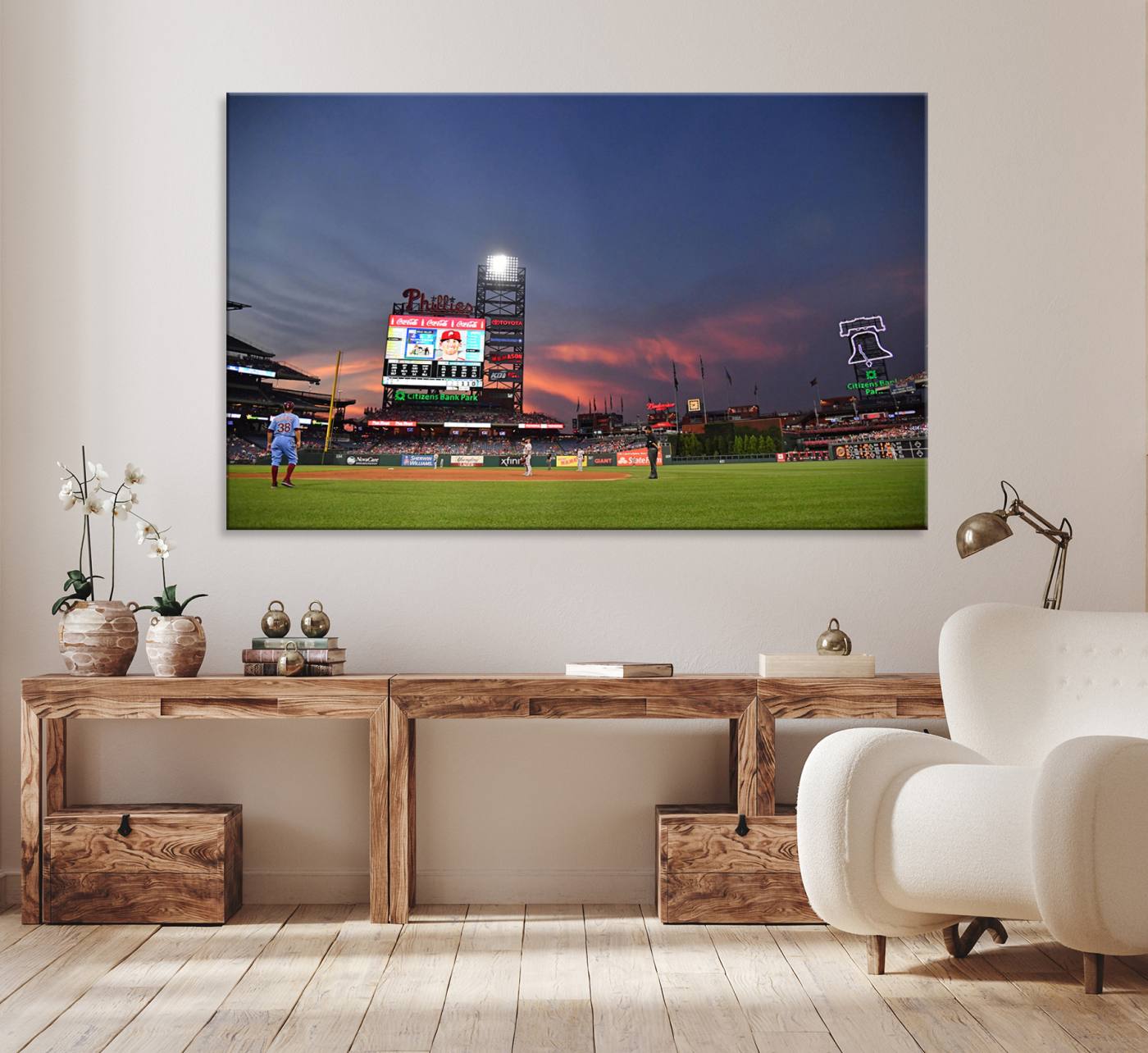 22594-MGV-CV-36X24-Philadelphia Phillies Baseball Print - Philadelphia Citizens Bank Park Stadium Wall Art, Phillies Baseball Team Print Canvas Wall Art