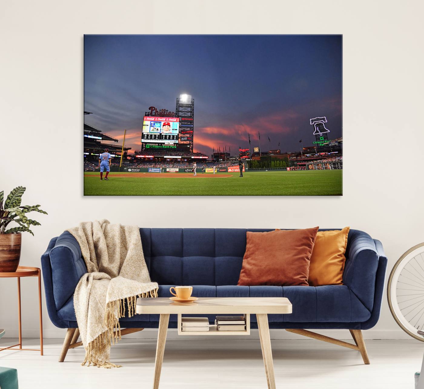 22594-MGV-CV-36X24-Philadelphia Phillies Baseball Print - Philadelphia Citizens Bank Park Stadium Wall Art, Phillies Baseball Team Print Canvas Wall Art