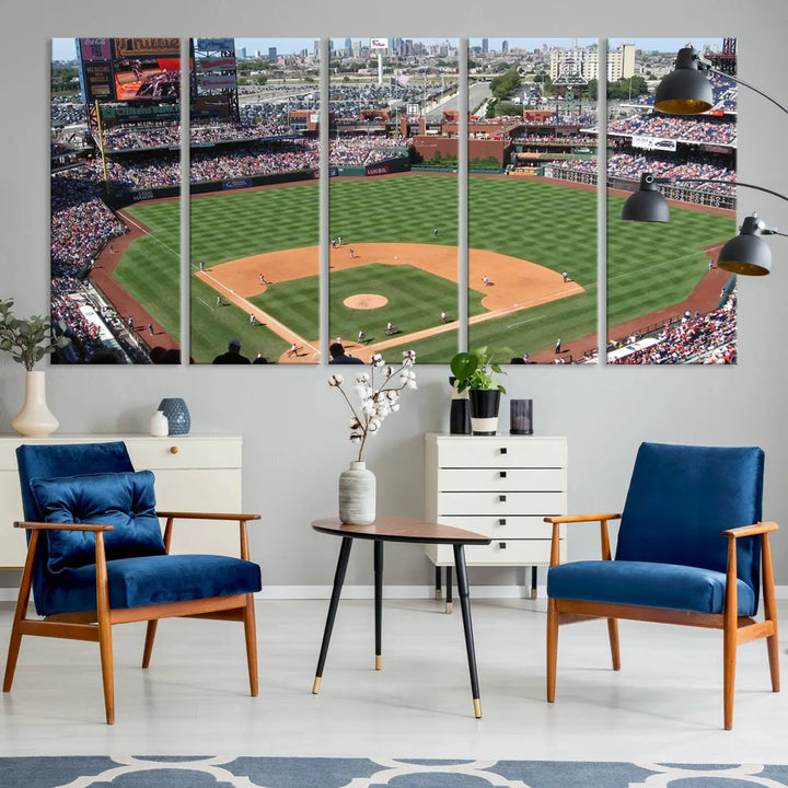 Philadelphia Phillies Baseball Team Print, a canvas print showcasing a stunning panoramic view of Citizens Bank Park stadium filled with enthusiastic fans, is displayed with a gallery-quality finish.