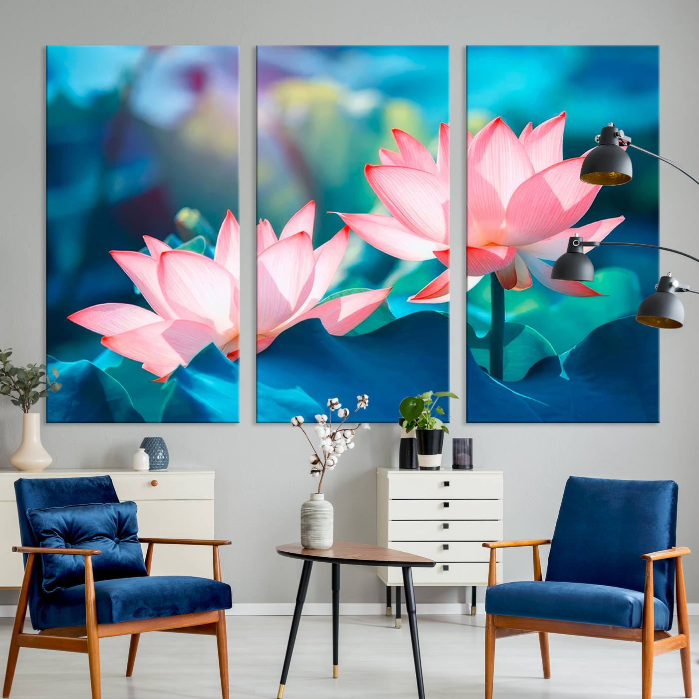 32559-MGV-CV-36X24-Pink Lotus Flower Canvas Wall Art | Vibrant Floral Wall Decor for Living Room, Office, or Bedroom | Large Botanical Art