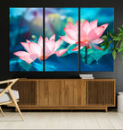 32559-MGV-CV-36X24-Pink Lotus Flower Canvas Wall Art | Vibrant Floral Wall Decor for Living Room, Office, or Bedroom | Large Botanical Art