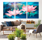 32559-MGV-CV-36X24-Pink Lotus Flower Canvas Wall Art | Vibrant Floral Wall Decor for Living Room, Office, or Bedroom | Large Botanical Art