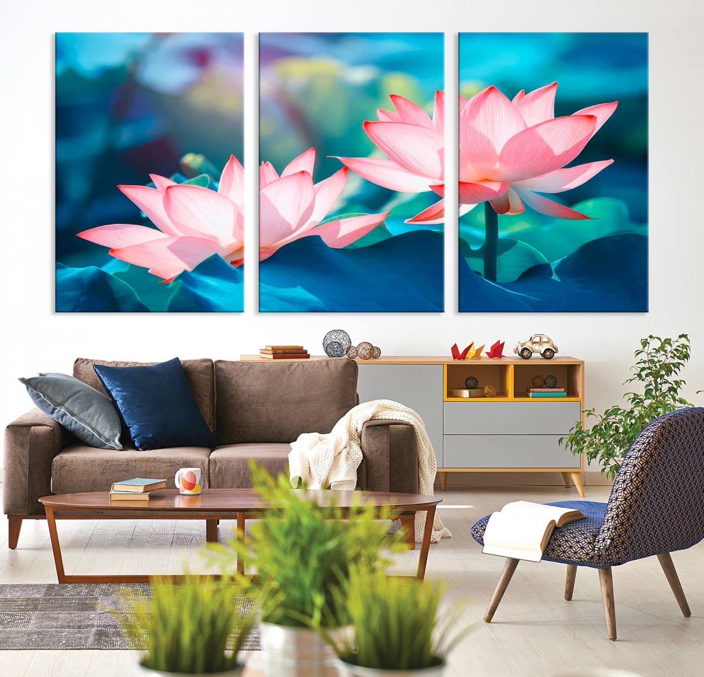 32559-MGV-CV-36X24-Pink Lotus Flower Canvas Wall Art | Vibrant Floral Wall Decor for Living Room, Office, or Bedroom | Large Botanical Art