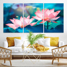 32559-MGV-CV-36X24-Pink Lotus Flower Canvas Wall Art | Vibrant Floral Wall Decor for Living Room, Office, or Bedroom | Large Botanical Art