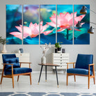 32559-MGV-CV-36X24-Pink Lotus Flower Canvas Wall Art | Vibrant Floral Wall Decor for Living Room, Office, or Bedroom | Large Botanical Art