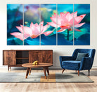 32559-MGV-CV-36X24-Pink Lotus Flower Canvas Wall Art | Vibrant Floral Wall Decor for Living Room, Office, or Bedroom | Large Botanical Art