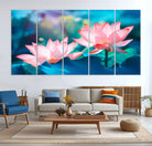 32559-MGV-CV-36X24-Pink Lotus Flower Canvas Wall Art | Vibrant Floral Wall Decor for Living Room, Office, or Bedroom | Large Botanical Art